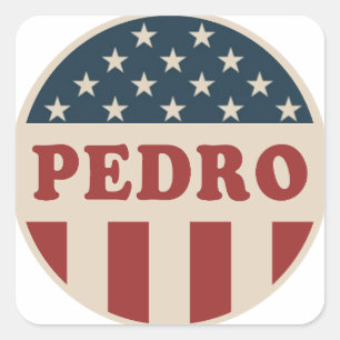 Sticker Carré Vote pour Pedro Classic Retro American Voter Butto