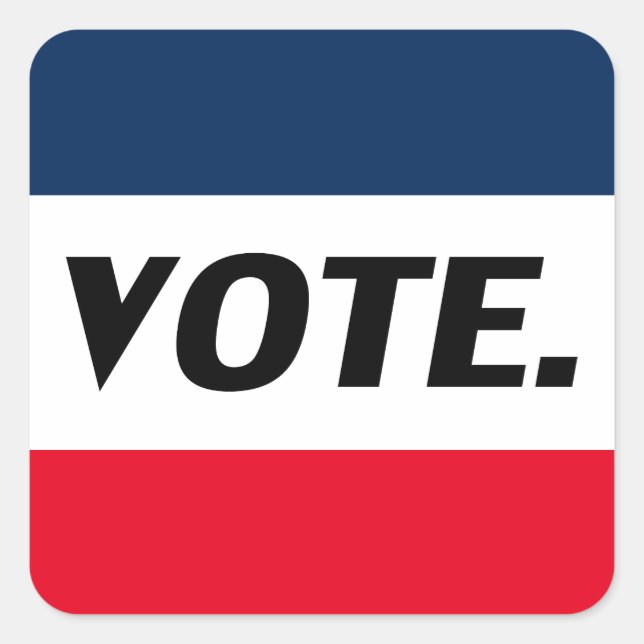 Sticker Carré "Voter" Lettres noires, rouge bleu blanc arrière - (Devant)