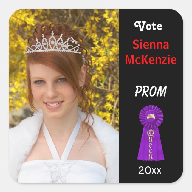 Sticker Carré Votez-moi pour Prom Queen (Purple) (Devant)