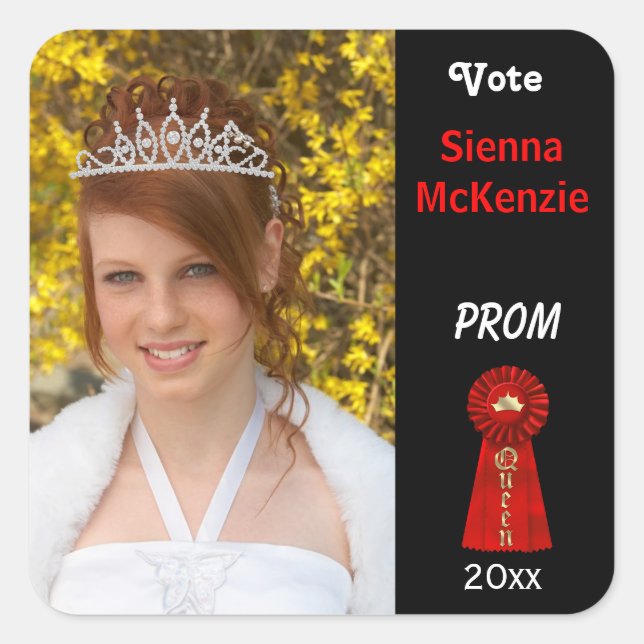 Sticker Carré Votez-moi pour Prom Queen (Rouge) (Devant)