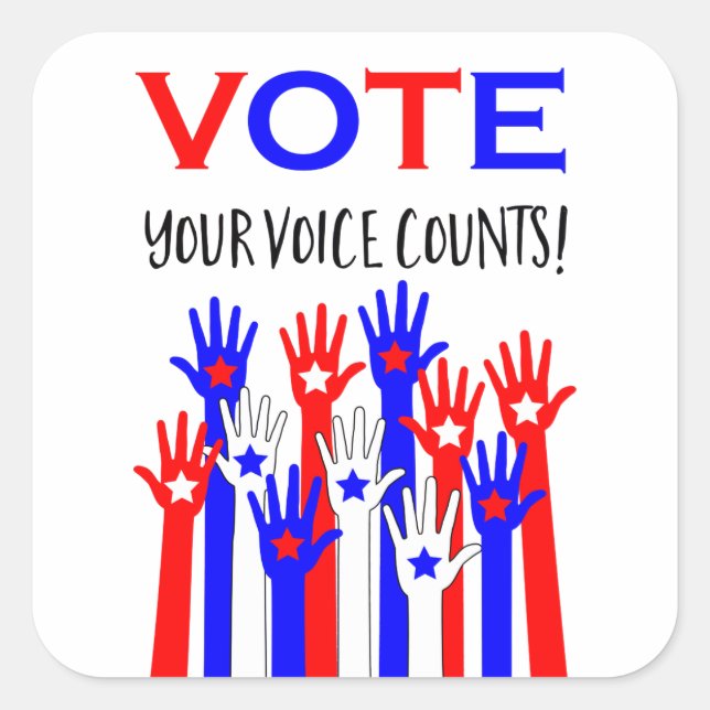 Sticker Carré Votez ! Ta voix compte ! (Devant)