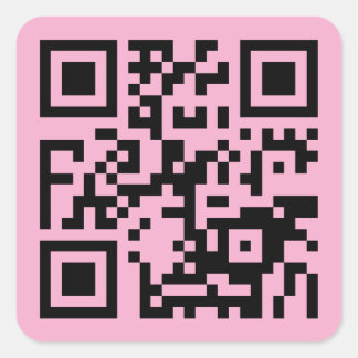 Sticker Carré Votre code QR sur fond rose clair