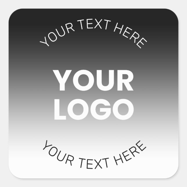 Sticker Carré Votre logo | Dégradé noir & blanc moderne modifiab (Devant)