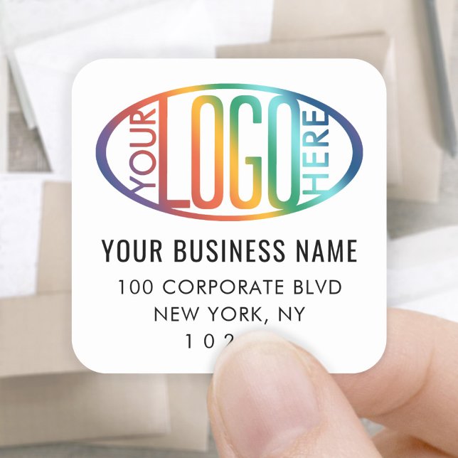 Sticker Carré Votre logo d'entreprise Simple adresse de retour b (Créateur téléchargé)