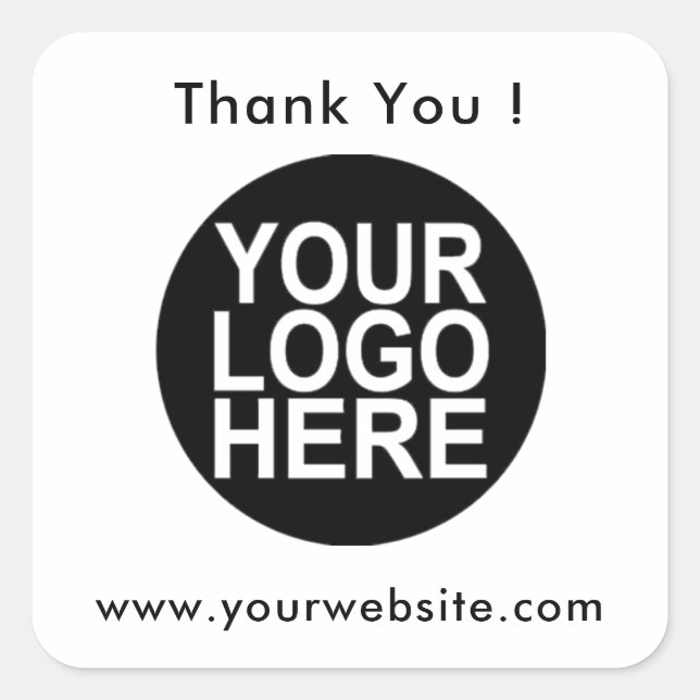 Sticker Carré Votre logo, nom et site Web Promo Classic Round Cl (Devant)