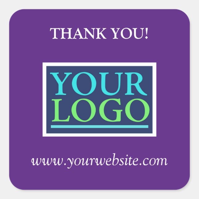 Sticker Carré Votre logo, nom et site Web Promo, violet (Devant)