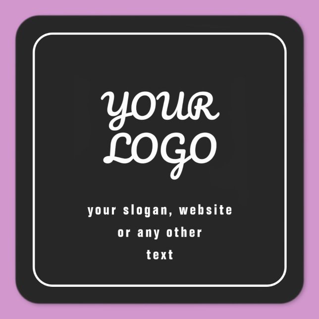 Sticker Carré Votre Logo & Slogan ou autre texte | Noir et blanc (Créateur téléchargé)