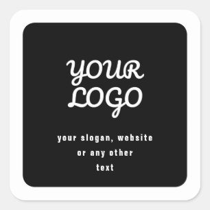 Sticker Carré Votre Logo & Slogan ou autre texte   Noir et blanc