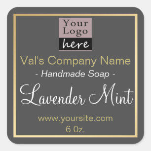 Sticker Carré Votre Logo Soap Custom Faux Gold Border