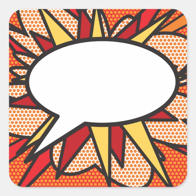 Sticker Carré Votre message bulle de discussion Fun Retro bande  (Devant)