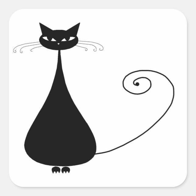 Sticker Carré Votre texte - Black Cat Caractère Pose 7 Poster (Devant)