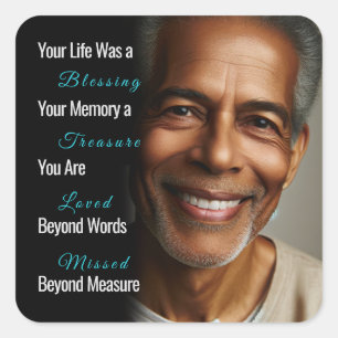 Sticker Carré Votre vie était une bénédiction Photo Mémorial