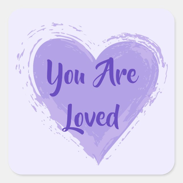 Sticker Carré "Vous êtes aimés" Coeur pourpre (Devant)