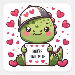 Sticker Carré Vous êtes Dino-mite ! - Carte Saint Dinosaure Vale