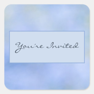 Sticker Carré Vous êtes invités Cachet Bleu Jaune Abstrait Casua