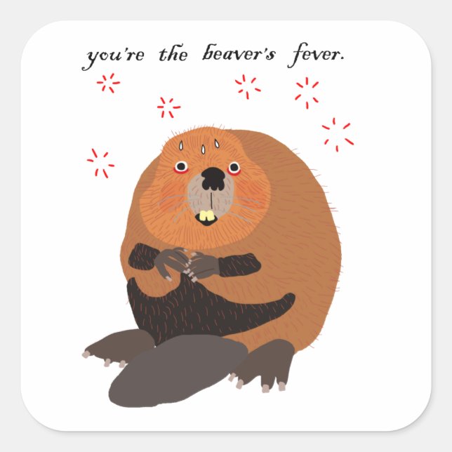 Sticker Carré Vous êtes la fièvre du castor (Devant)