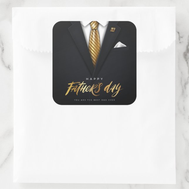 Sticker Carré Vous êtes le meilleur papa jamais Black Gold Fête  (Sac)