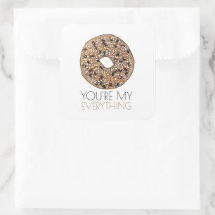 Sticker Carré Vous êtes My Everything Bagel Petit déjeuner Amour