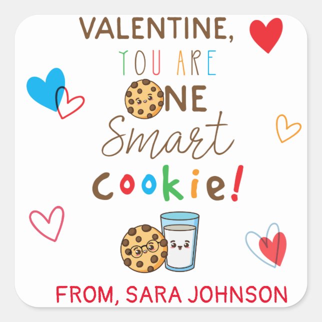 Sticker Carré Vous êtes un biscuit intelligent Saint-Valentin (Devant)