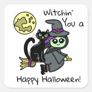Sticker Carré Vous préparer un Halloween heureux