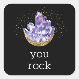 Sticker Carré Vous Rock Amethyst Crystals Appréciation Merci