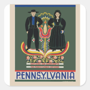 Sticker Carré Voyage en Pennsylvanie vintage