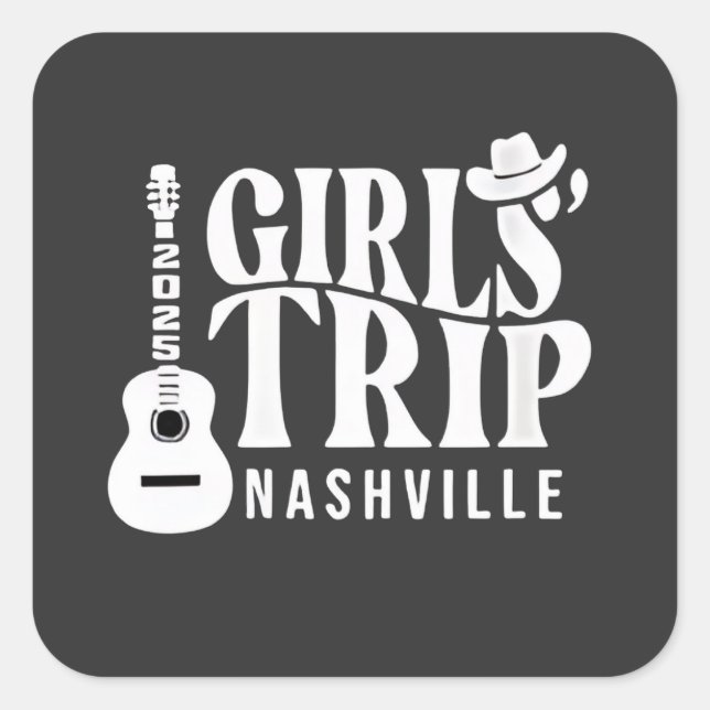 Sticker Carré Voyage entre filles à Nashville 2025 Été  (Devant)