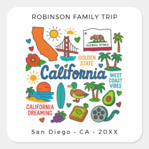 Sticker Carré Voyage sur mesure en famille en Californie