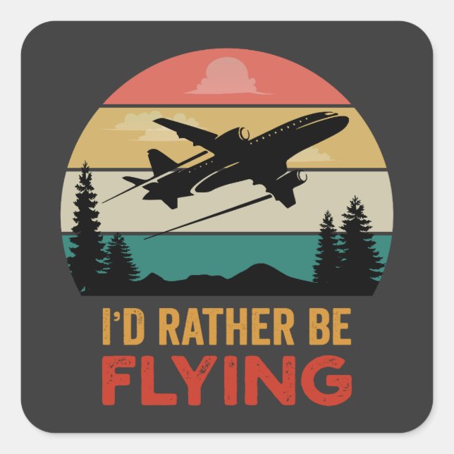 Sticker Carré Voyager Aventure Avion Lover (Devant)