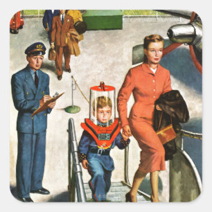 Sticker Carré Voyageur spatial