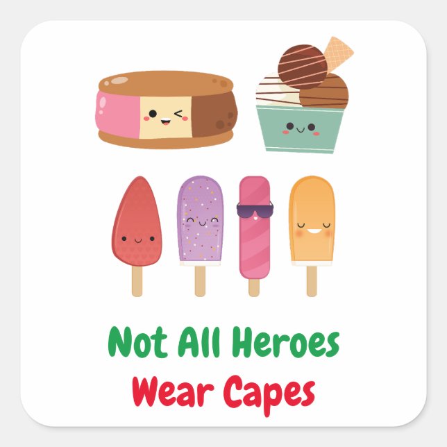 Sticker Carré Vrais Héros : Ligue des Crèmes Glacées (Devant)