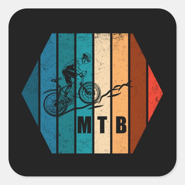 Sticker Carré VTT Downhill Vintage Vélo de Montagne (Devant)