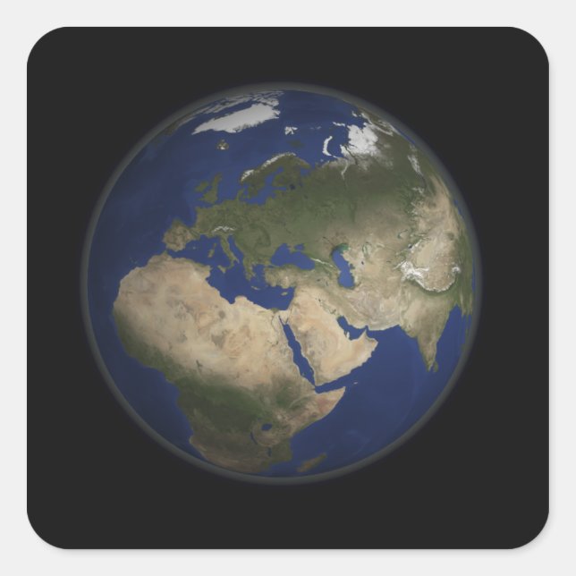 Sticker Carré Vue complète de l'Afrique, de l'Europe et du Moyen (Devant)