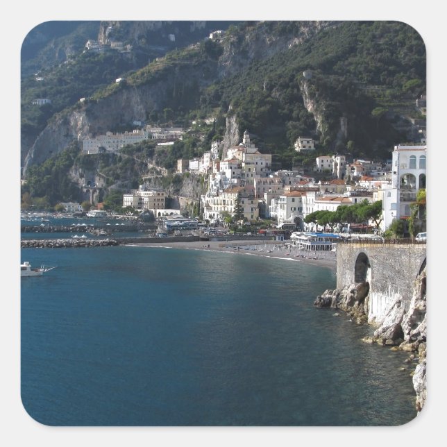 Sticker Carré Vue de côte d'Amalfi (Devant)