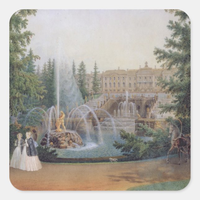 Sticker Carré Vue de la Cascade de Marly (Devant)