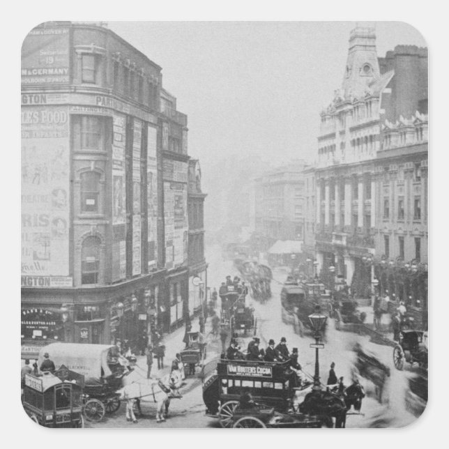 Sticker Carré Vue de la route de cour de Tottenham, c.1885 (Devant)