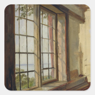 Sticker Carré Vue de l'Elbe par une fenêtre, 1838
