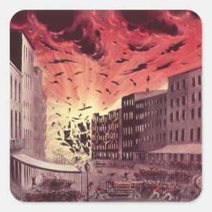 Sticker Carré Vue de l'explosion terrible au grand feu
