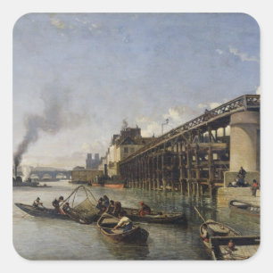 Sticker Carré Vue de Paris, de la Seine ou du l'Estacade, 1853