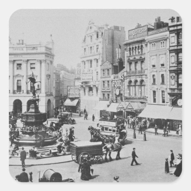 Sticker Carré Vue de Piccadilly Circus, c. 1900 (Devant)