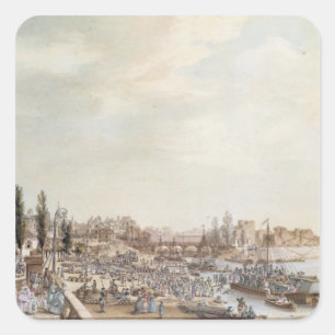 Sticker Carré Vue du Port Saint-Paul, Paris, 1782