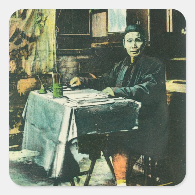 Sticker Carré Vue d'un vendeur chinois de Fortune (Devant)