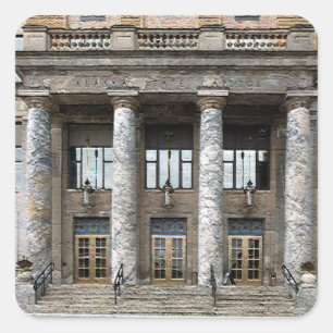 Sticker Carré Vue frontale du Capitole de l'état de l'Alaska à J