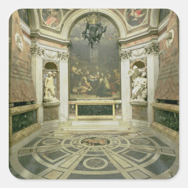Sticker Carré Vue intérieure de la chapelle octogonale de Chigi (Devant)