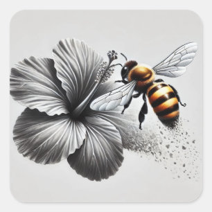 Sticker Carré Vue macro détaillée d'une abeille