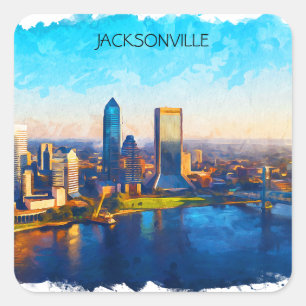 Sticker Carré Vue panoramique de Jacksonville Florida Skyline