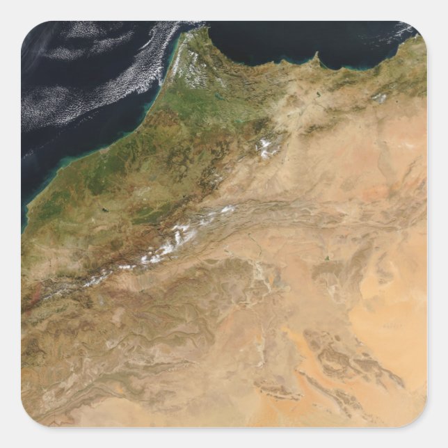 Sticker Carré Vue satellite du Maroc (Devant)