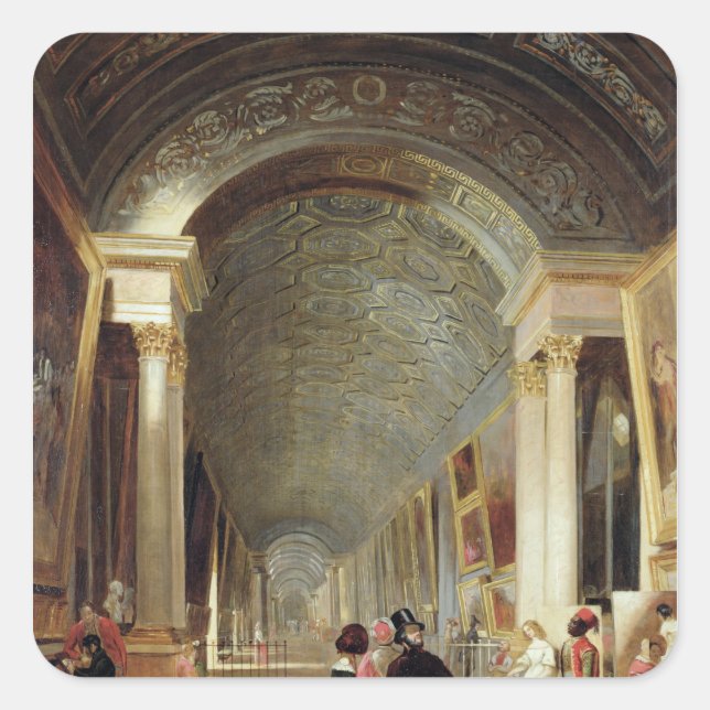 Sticker Carré Vue sur la Grande Galerie du Louvre, 1841 (Devant)