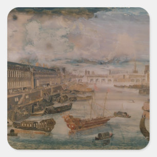 Sticker Carré Vue sur la Seine, la Grande Galerie du Louvre