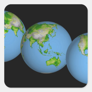 Sticker Carré Vue topographique du monde